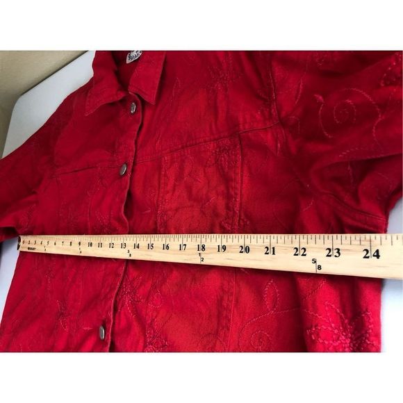 New Direction Womens Embroidered Jacket Solid Red Size 1X - Picture 8 of 12